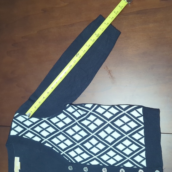 Michael Kors blue and white diamond design quarter sleeve cardigan button up - Picture 9 of 13